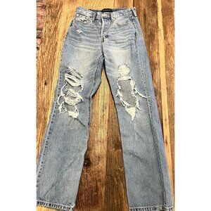 Aero Aeropostale 90’s Baggy High Waisted 2 Distressed Jeans Denim Y2K Med Wash